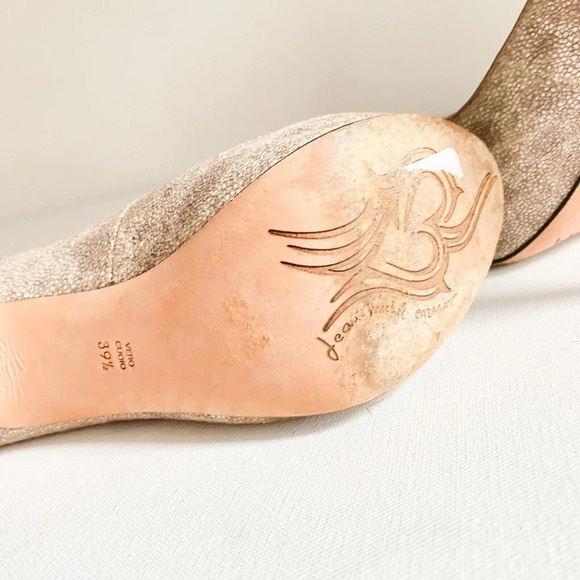 Jean-Michel Cazabat Light Beige  Stingray Skin Classic Round Toe Heels 39.5 - Picture 10 of 14